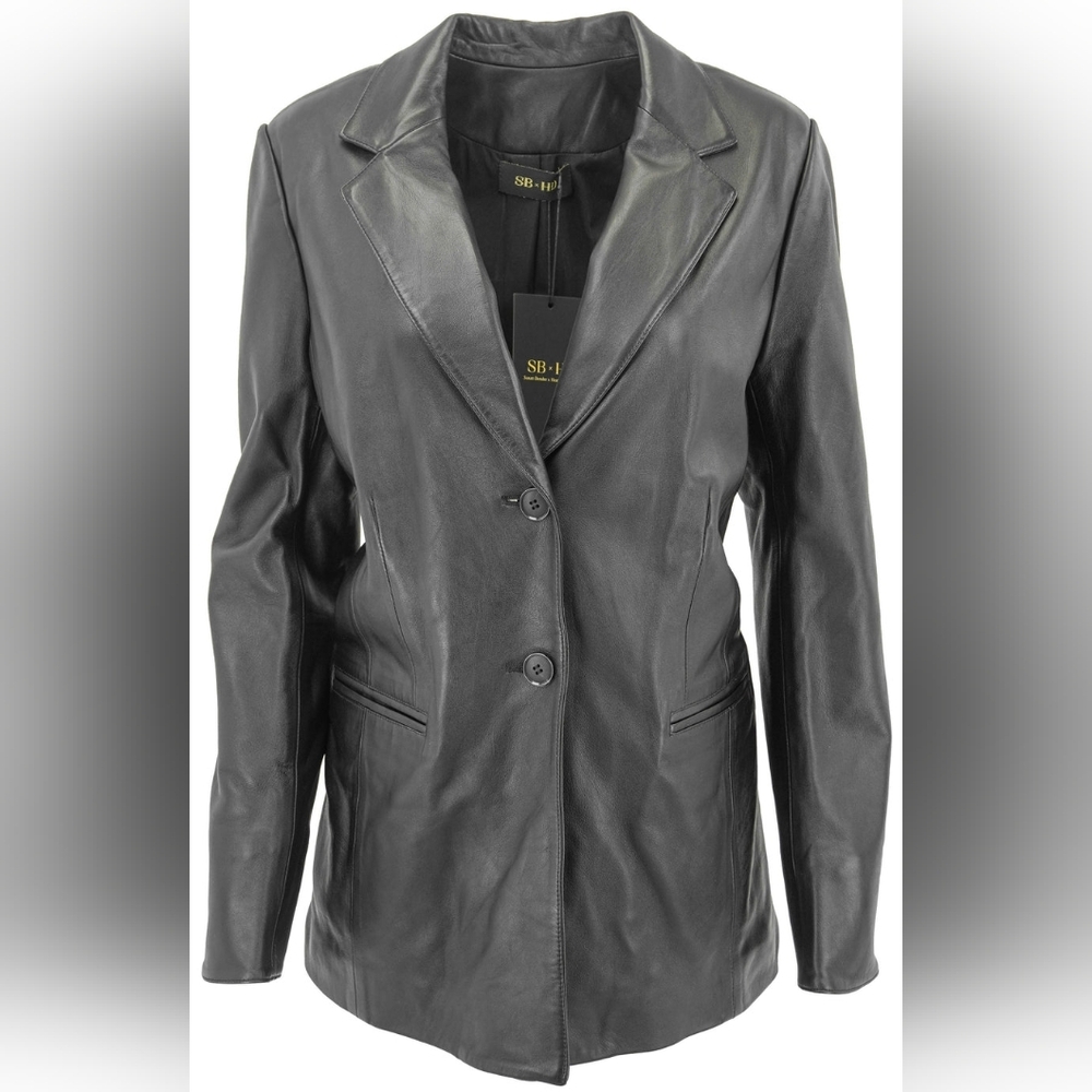 nwt Susan Bender X Heather Dubrow Oversized Classic Black Leather Jacket
